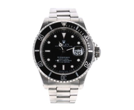 Rolex Oyster Perpetual Date Submariner stainless steel gentleman's bracelet watch, ref. 16610, circa 1997, serial no. U504xxx