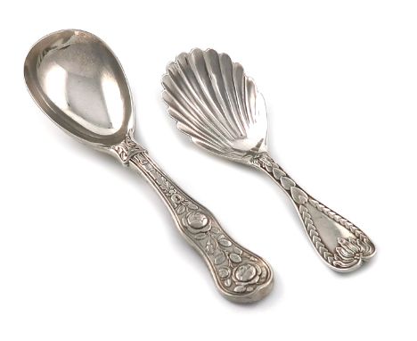 A George IV silver Rose pattern caddy spoon, by Eley and Fearn, London 1820, the reverse of the terminal with a crest, length