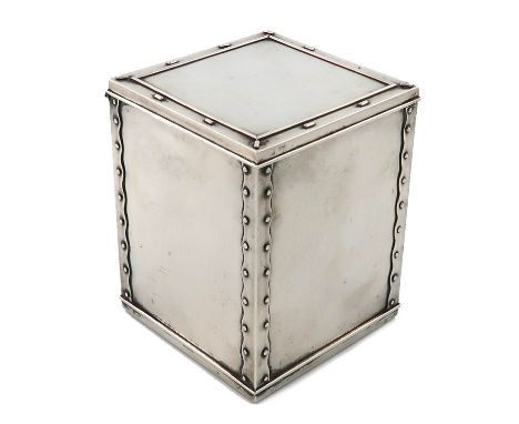 A modern presentation Indian silver tea caddy, by Hamilton and Co., Calcutta, circa 1960, modelled as a tea chest, the interi