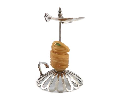 A George IIII silver wax jack, by Aldridge and Green, London 1777, on a pierced raised circular foot, with a scroll handle, t
