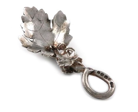 A Victorian silver caddy spoon, by John Tapley, London 1837, vine leaf shaped bowl, grape and vine leaf handle, length 8.8cm,