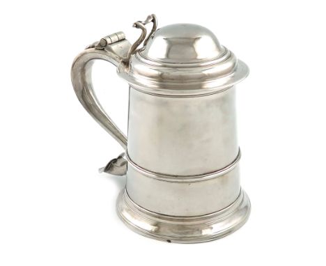 A George III provincial silver tankard, by John Langlands, Newcastle 1769, tapering circular form, the scroll handle scratch 