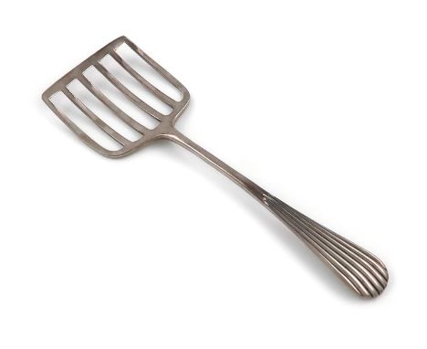 A silver sardine server, by James Dixon and Sons, Sheffield 1897, fluted terminal, pierced serving blade, length 14.8cm, appr