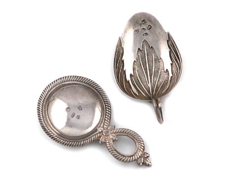 A George III silver caddy spoon, by Samuel Pemberton, Birmingham 1800, circular bowl, pierced handle, rope-work border, the r