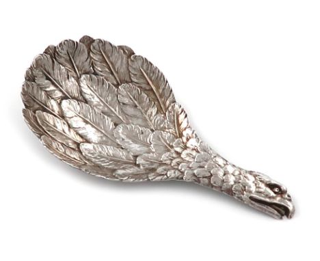 A George III silver eagle's wing caddy spoon, by Joseph Willmore, Birmingham 1814, the handle modelled as the eagle's head, t