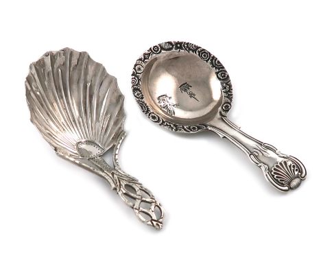 A George III silver caddy spoon, by Joseph Willmore, Birmingham 1818, the circular bowl with a foliate border, King's pattern
