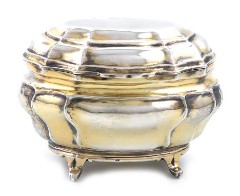 A Victorian silver-gilt tea caddy / sugar box, by Charles Stuart Harris, London 1894, retailed by Leuchars and Son, Paris, sh