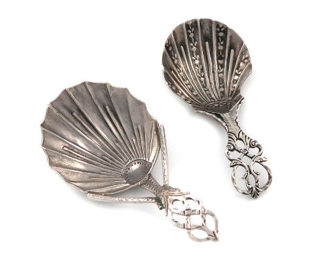 A George III provincial silver caddy spoon, by Langlands and Robertson, Newcastle circa 1780, shell bowl, bifurcated and Brig