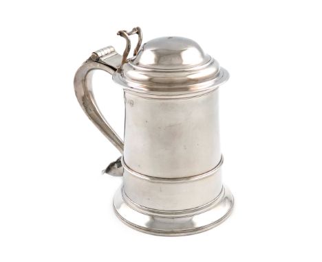 A George III provincial silver tankard, by John Langlands, Newcastle 1773, tapering circular form, the scroll handle scratch 