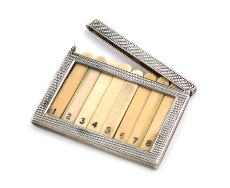 λA silver butt marker, by Padgett and Braham Limited, London 1927, rectangular form, engine-turned decoration, cut out front,