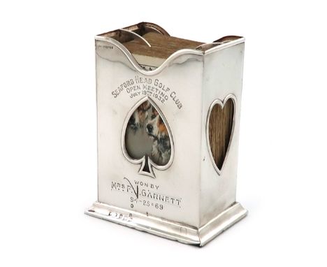 An Edwardian silver playing cards case, by William Harrison Walter, Birmingham 1902, upright rectangular form, the sides pier