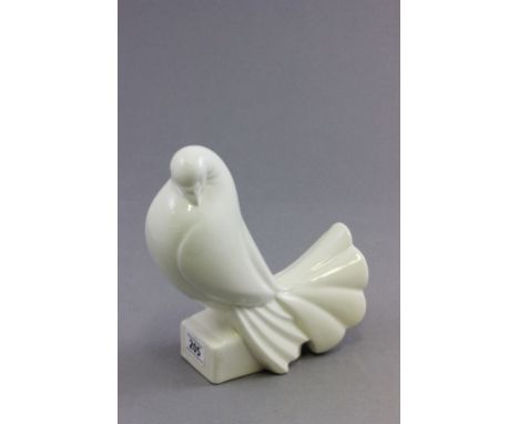 Jaques Adnet Art Deco Style White Ceramic Dove, impressed mark to plinth