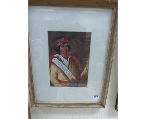 Oil painting portrait of a Native American Indian 'Brave'