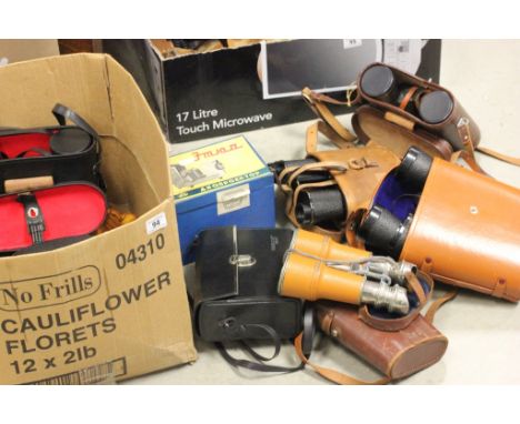 Seven Cased Sets of Binoculars including Tasco, Ross of London together with Boxed Still Slide Projector