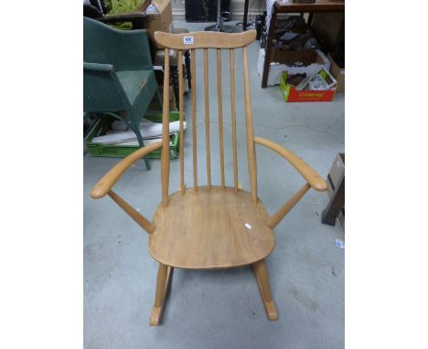 Ercol Pale Elm Comb Back Elbow Rocking Chair