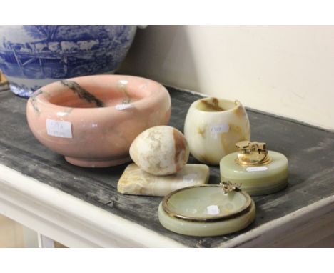Collection of Onyx including Bowls, Lighter and Ashtray