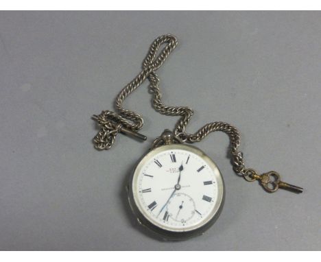 Early 20th century Silver Cased Pocket Watch, the white enamel face marked ' Kay's perfection lever ' with seconds dial, Birm