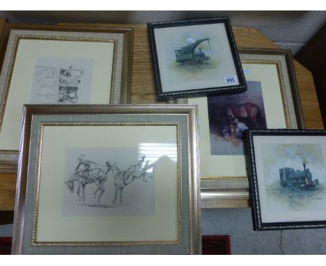 Two David Shepherd Prints of The East Somerset Railway together with Lionel Edwards Print and Two Other Equine Prints