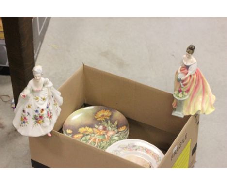 Two Royal Doulton Figurines - Diana and Alexandra together with Eleven Border Fine China Fairy Plates from the Festival of Fl