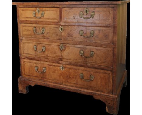 George III Walnut Chest of Two over Three Drawers with crossbanding and raised on bracket feet