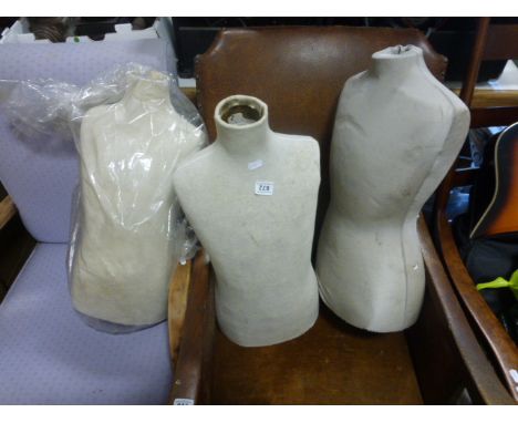 Three Cloth Covered Mannequin Torsos