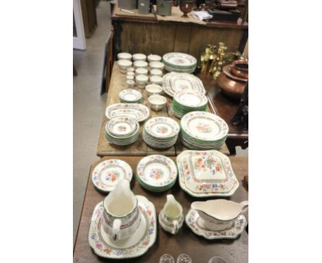 Copeland Spode ' Chinese Rose ' Dinner and Tea Service comprising Lidded Tureen, Two Jugs, 3 Graduating  Meat Plates, 10 Larg