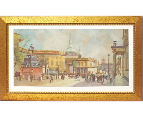 Unbekannter Maler (Anf. 20. Jh.) Berlin, Unter den Linden mit zahlreichen Spaziergängern vor Stadtschloss und Reiterstandbild