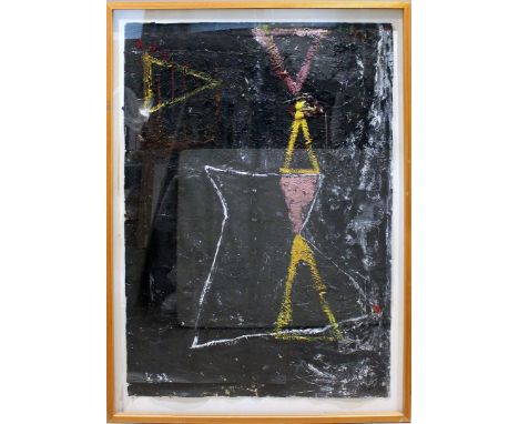 Metzner, Helmut (geb. 1946 in Sigmaringen - lebt und arbeitet in Berlin) Komposition in Schwarz-Gelb-Rosa. Öl/Papier (mehrtei