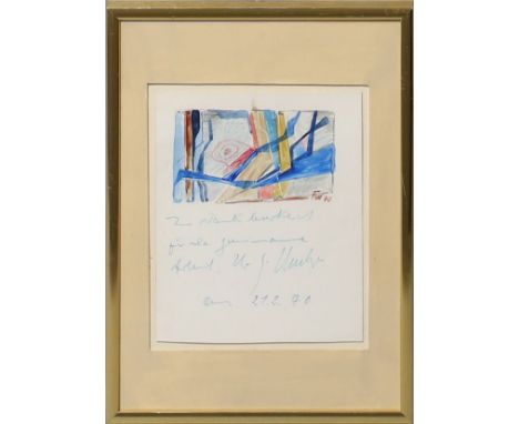 Winter, Fritz (1905 Altenbögge - Herrsching 1976) Ohne Titel, kleine Filzstiftzeichnung mit Widmung aus dem Jahr 1970, re. un