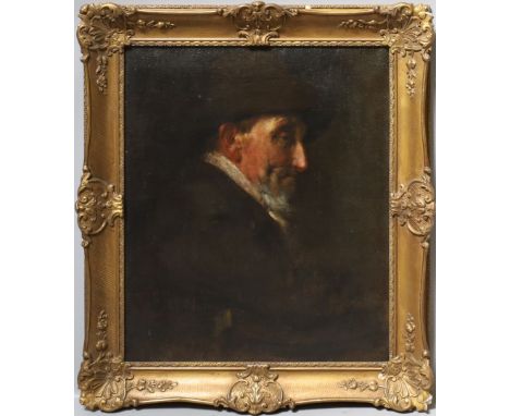 Möller, G. (19. Jh.) Portrait eines älteren Herrn im Profil. Öl/Lwd. (Altersspuren), li. u. sign. "G. Möller" oder "Müller". 