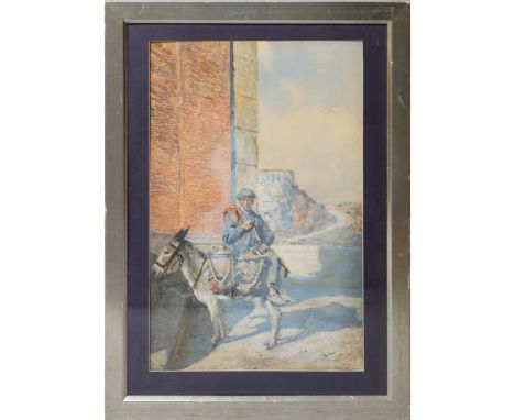 Herkomer, Hubert von (1849 Waal - Budleigh Salterton/Großbritannien 1914) Spanier auf seinem Esel vor den Toren - "Toledo", s