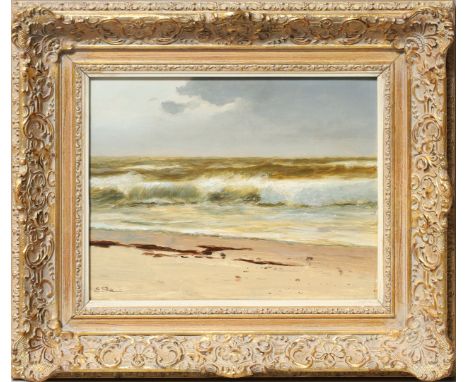 Demmin, Erich (1911 Mecklenburg - Berlin 1997) Am Strand. Öl/Holz, li. u. sign. 24x 30 cm. R.