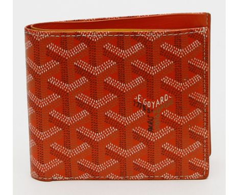 Portemonnaie, Goyard. Oranges Saint Pierre-Leder mit Chevron-Muster, gem. "E.GOYARD 233 R S'HONORÉ PARIS". Innenauskleidung: 