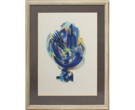 Hansing, Ernst Günter (1929 Kiel - Bad Honnef 2011) Informelle Komposition. Pastell auf ausgeschnittenem Papier auf Karton, r
