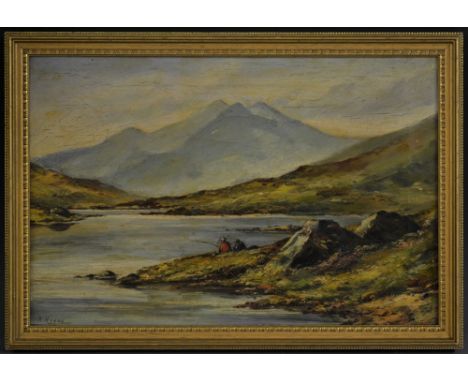 R. Hague  (Royal Crown Derby Artist)Fishing the Lochsigned, oil on canvas, 30cm x 46cm 