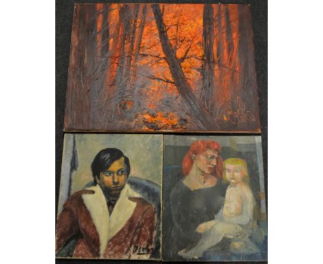 D GrantPost-Impressionist Mother and Childsigned and inscribed Bloomsbury to verso, oil on canvas, 61cm x 50.5cm; others, ind