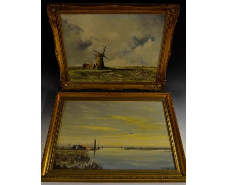 R** Dobson (contemporary)A pair, River Orwell Estuary and Windmillsigned, oils on canvas, 39cm x 50cm (2)
