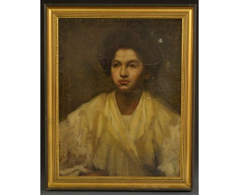 English School (19th century)Portrait of a Lady, wearing a white robeoil on canvas, 57cm x 44.cm