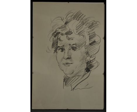 Robert Oscar Lenkiewicz (1941 - 2002)Portrait of a Girlpencil sketch, 45cm x 30cm  Provenance: Drawn for the vendor