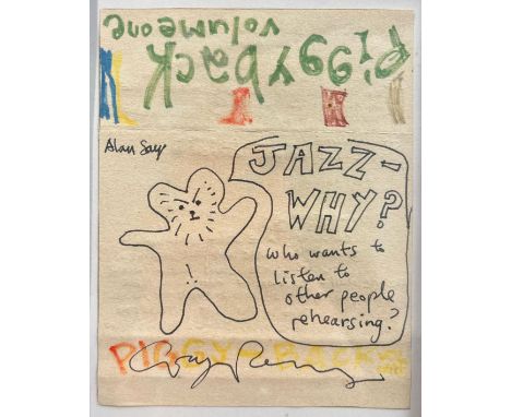 (ARR) Grayson Perry (British, b. 1960)Jazz - Why? Small framed hand drawn artwork on a cassette sleeveFramed &amp; glazed
 Sl