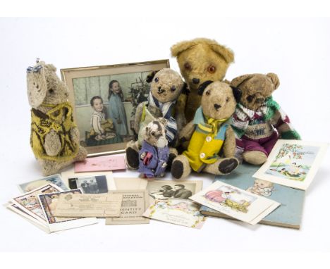 The childhood teddy bears and soft toys of Ruth Aherne and her brother Antony, 1946 and 1949, a British golden plush teddy be