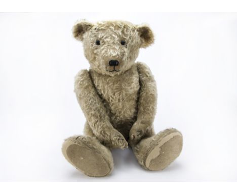 Big Ted, a rare very large Strunz teddy bear, circa 1910, with blonde mohair, black flat boot button eyes, pronounced muzzle,