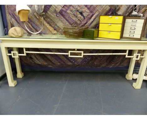A LARGE CONTEMPORARY CONSOLE TABLE IN THE ORIENTAL STYLE.