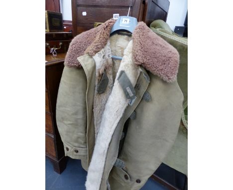 A VINTAGE MALSAKRAD FALO SWEDISH MILITARY SHEEPSKIN LINED COAT.