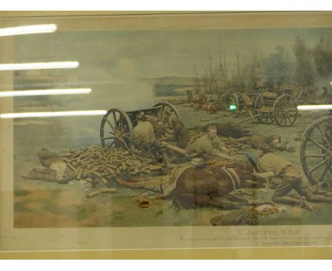 AFTER FORTUNINO MATANIA (1881-1963) L BATTERY R.H.A.A SIGNED VINTAGE COLOUR PRINT. 61 x 92 cm