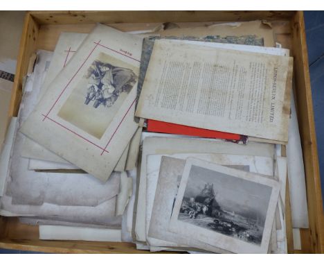 AN ARTIST'S PRINT CASE CONTAINING VARIOUS TOPOGRAPHICAL PRINTS, PHOTOGRAPHS AND EPHEMERA.