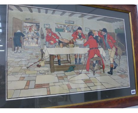 A VINTAGE COMIC SPORTING PRINT AFTER CECIL ALDIN, ARE WE READY?   38 x 61cms.