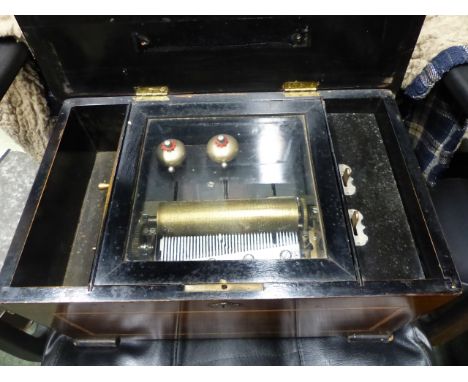 A SWISS LEVER WIND MUSIC BOX PLAYING EIGHT AIRS