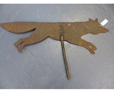 A LARGE WROUGHT IRON WEATHER VANE IN THE FORM OF A RUNNING FOX