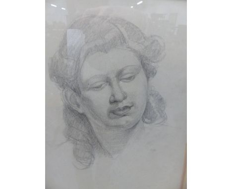 ATTRIBUTED TO ERNEST PROCTER (1886-1935) PORTRAIT OF A GIRL, PENCIL DRAWING.    35 x 35cms.
